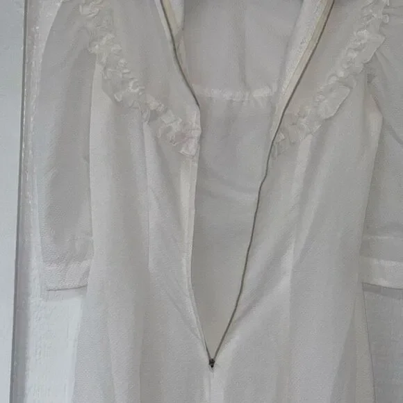 Vintage Hawaiian 1940s Handmade White Palaka Holoku Wedding Dress W/Train Loop - Picture 10 of 11